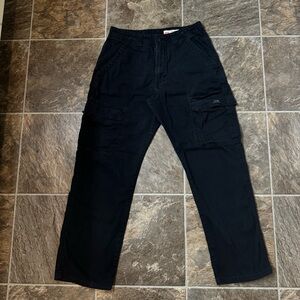 Wrangler Cargo Pants Mens 30x30 Black Relaxed Fit Stretch Utility Chino
